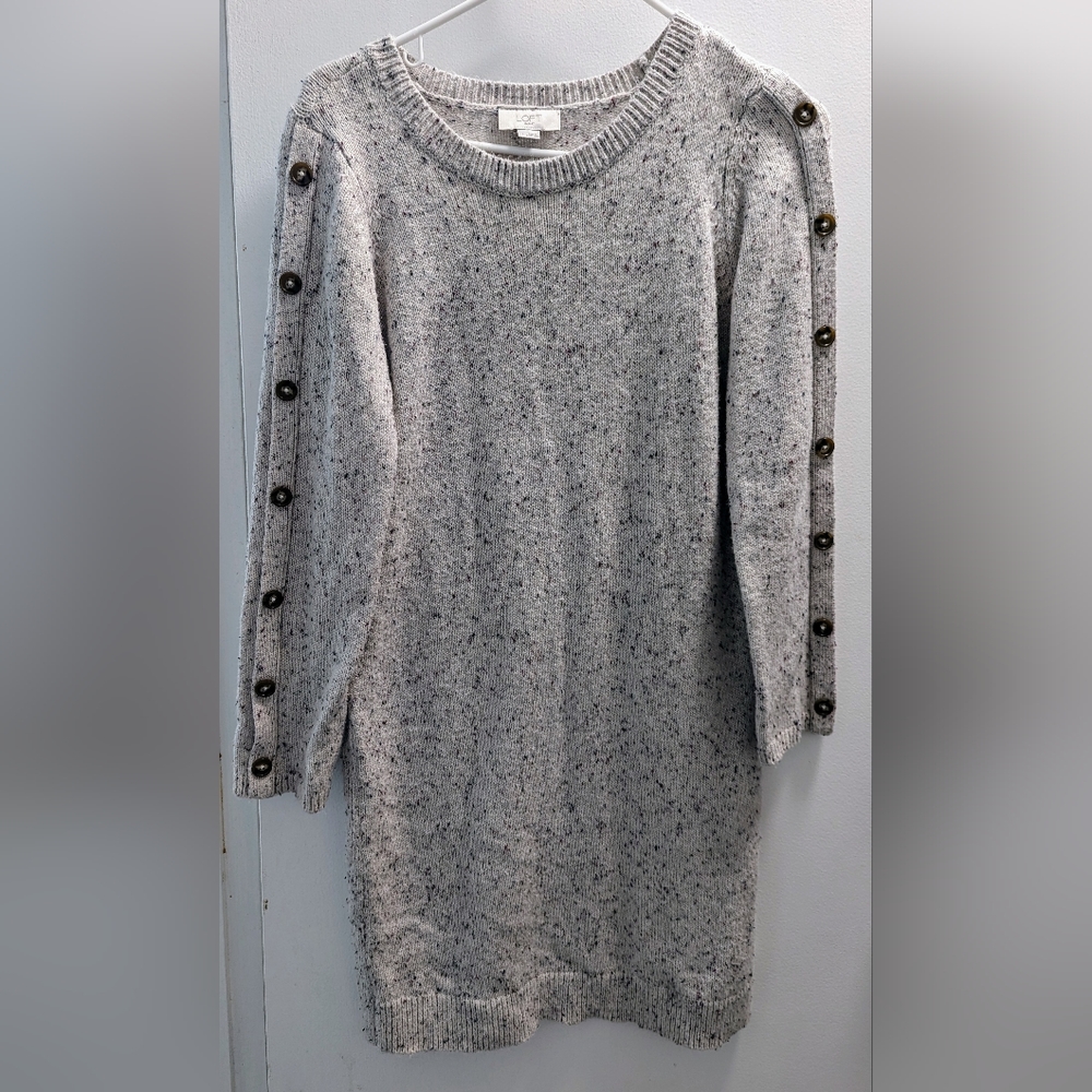 Loft Sweater Dress | Color: Grey and multicolor | Size: S